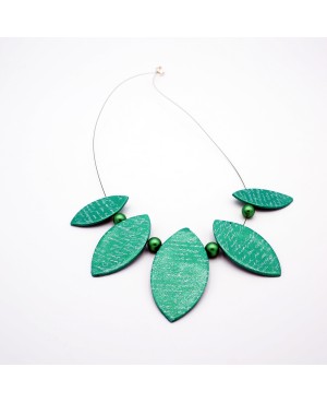 Collier fantaisie mi-long vert Colliers mi-longs