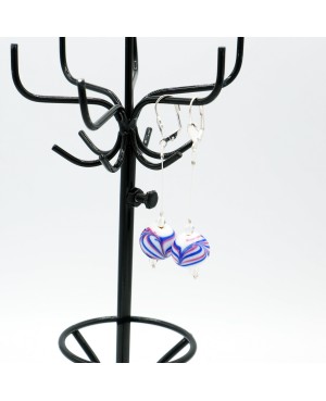 Boucles d'oreilles fantaisie avec perles en verre blanche, bleu et rouge Boucles d'oreilles en perles et cristal