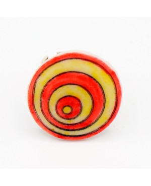 Bague fantaisie avec des cercles jaune et orange Bagues gourmandes et en pâte polymère