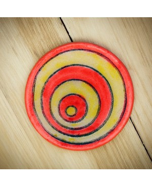 Bague fantaisie avec des cercles jaune et orange Bagues gourmandes et en pâte polymère