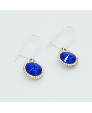 Petites boucles d'oreilles bleues en cristal Boucles d'oreilles en perles et cristal