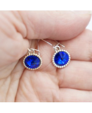 Petites boucles d'oreilles bleues en cristal Boucles d'oreilles en perles et cristal