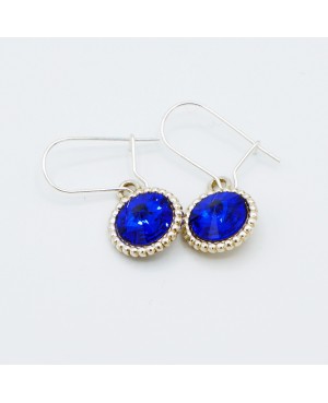 Petites boucles d'oreilles bleues en cristal Boucles d'oreilles en perles et cristal