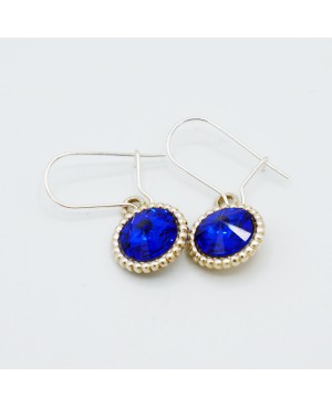 Petites boucles d'oreilles bleues en cristal Boucles d'oreilles en perles et cristal