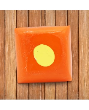 Bague carrée orange avec un centre jaune Bagues gourmandes et en pâte polymère