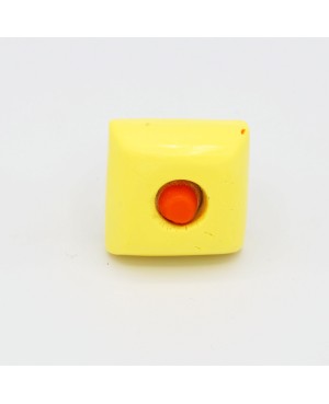 Bague carrée jaune avec centre orange Bagues gourmandes et en pâte polymère