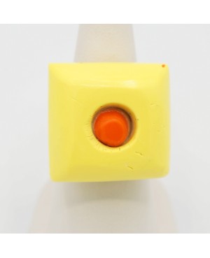 Square yellow ring with orange center Quirky and polymer clay rings