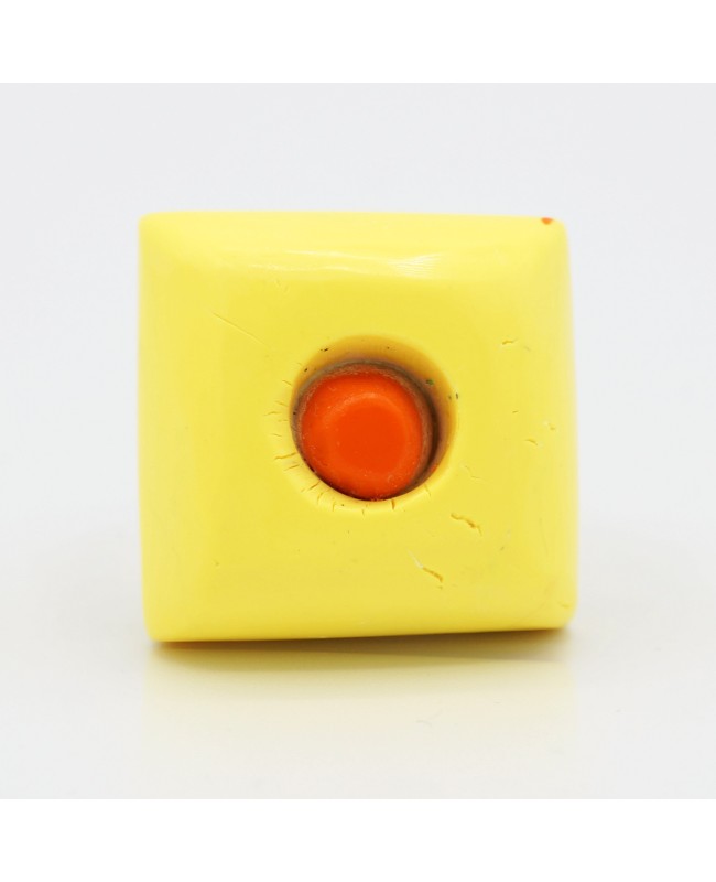 Bague carrée jaune avec centre orange Bagues gourmandes et en pâte polymère