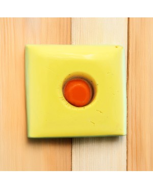 Bague carrée jaune avec centre orange Bagues gourmandes et en pâte polymère