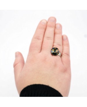 Fashion ring with multicolored cabochon solitaire “Solitaire” Swarovski crystal ring