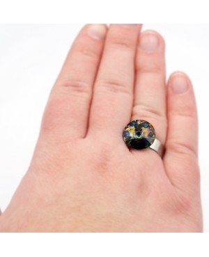 Fashion ring with multicolored cabochon solitaire “Solitaire” Swarovski crystal ring