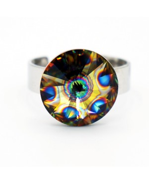 Fashion ring with multicolored cabochon solitaire “Solitaire” Swarovski crystal ring