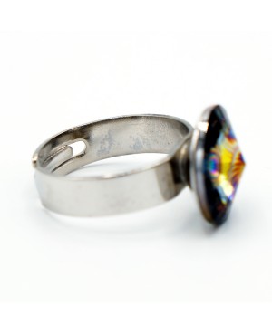 Fashion ring with multicolored cabochon solitaire “Solitaire” Swarovski crystal ring