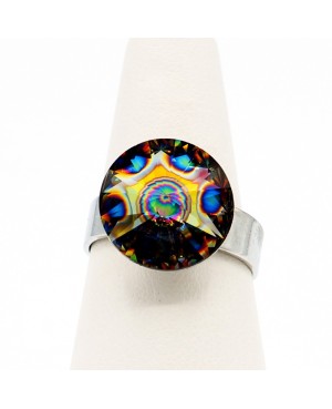 Bague fantaisie solitaire cabochon multicolore Bagues "solitaire" en cristal