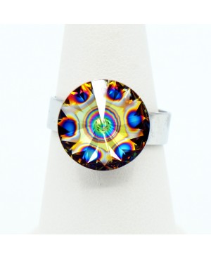 Fashion ring with multicolored cabochon solitaire “Solitaire” Swarovski crystal ring