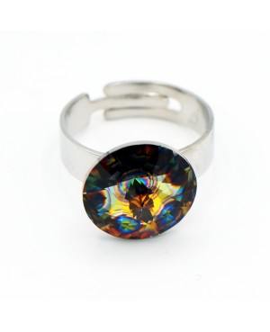 Fashion ring with multicolored cabochon solitaire “Solitaire” Swarovski crystal ring