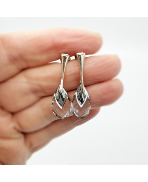 Boucles d'oreilles transparentes en cristal et argent - Forme goutte Boucles d'oreilles en perles et cristal