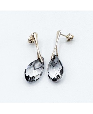 Transparent crystal and silver drop earrings Crystal and beaded earrings