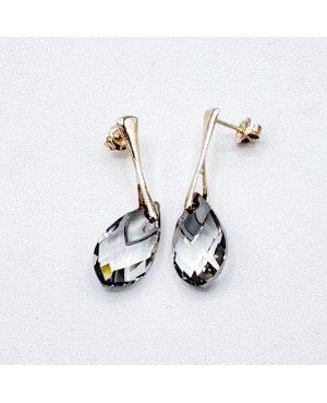 Boucles d'oreilles transparentes en cristal et argent - Forme goutte Boucles d'oreilles en perles et cristal