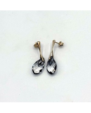 Boucles d'oreilles transparentes en cristal et argent - Forme goutte Boucles d'oreilles en perles et cristal