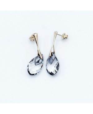 Transparent crystal and silver drop earrings Crystal and beaded earrings