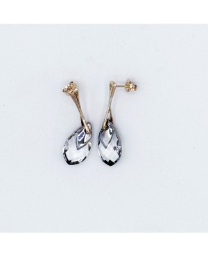 Boucles d'oreilles transparentes en cristal et argent - Forme goutte Boucles d'oreilles en perles et cristal