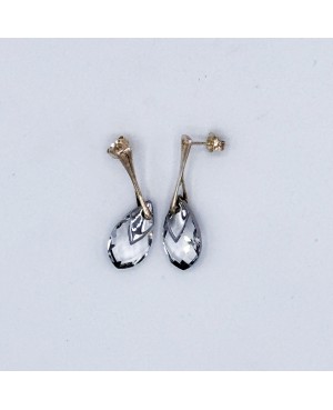 Transparent crystal and silver drop earrings Crystal and beaded earrings