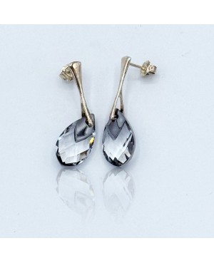 Transparent crystal and silver drop earrings Crystal and beaded earrings