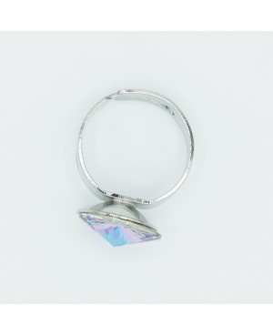 Fashion solitaire cabochon ring in shades of blue and pink “Solitaire” Swarovski crystal ring