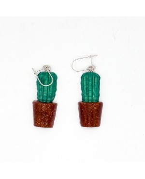 Potted cactus earrings. Handcrafted earrings