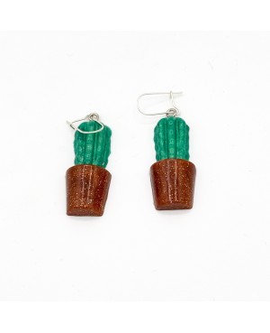 Potted cactus earrings. Handcrafted earrings