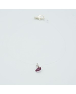 Very small, discreet, round, purple, and transparent pendant with a clear nylon cord Beaded pendants