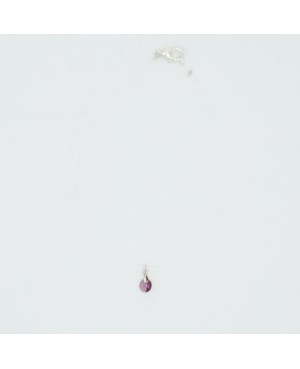Very small, discreet, round, purple, and transparent pendant with a clear nylon cord Beaded pendants