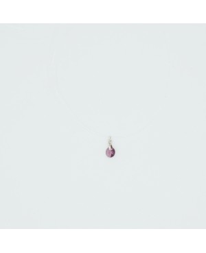Very small, discreet, round, purple, and transparent pendant with a clear nylon cord Beaded pendants