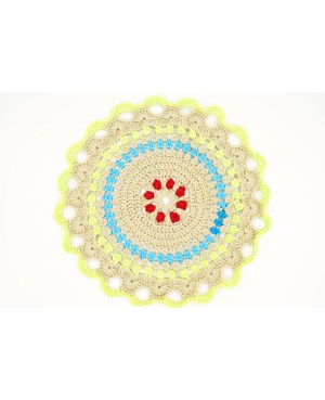 Napperon en crochet fait main multicolore – Décoration de table bohème chic Napperons au crochet