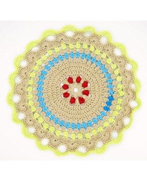 Napperon en crochet fait main multicolore – Décoration de table bohème chic Napperons au crochet