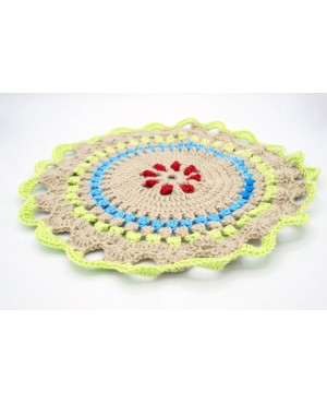 Napperon en crochet fait main multicolore – Décoration de table bohème chic Napperons au crochet