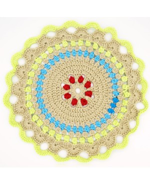 Napperon en crochet fait main multicolore – Décoration de table bohème chic Napperons au crochet