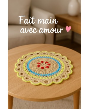 Handmade multicolored crochet doily – Boho chic table decoration Crochet Doilies