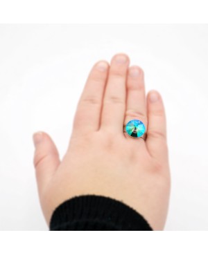 Bague pour femme en argent et cristal bleu Bagues "solitaire" en cristal