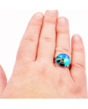 Bague pour femme en argent et cristal bleu Bagues "solitaire" en cristal