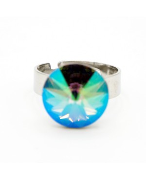 Bague pour femme en argent et cristal bleu Bagues "solitaire" en cristal