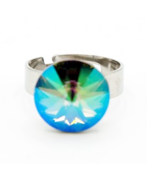Bague pour femme en argent et cristal bleu Bagues "solitaire" en cristal