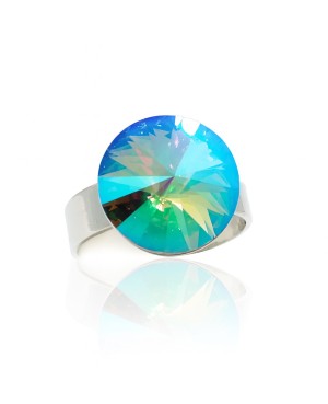 Women's silver ring with blue crystal “Solitaire” Swarovski crystal ring