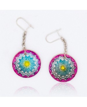 Boucles d’oreilles mandala violet et turquoise Boucles d'oreilles artisanales (fait-main)
