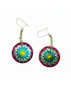 Boucles d’oreilles mandala violet et turquoise Boucles d'oreilles artisanales (fait-main)