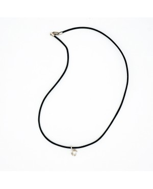 Pendentif perle nacrée sur cordon cuir – Collier ras-du-cou métal argenté femme