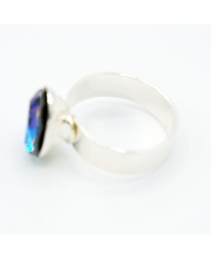 Oval blue crystal ring for women – adjustable fashion ring