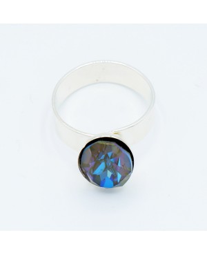 Oval blue crystal ring for women – adjustable fashion ring
