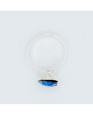 Oval blue crystal ring for women – adjustable fashion ring